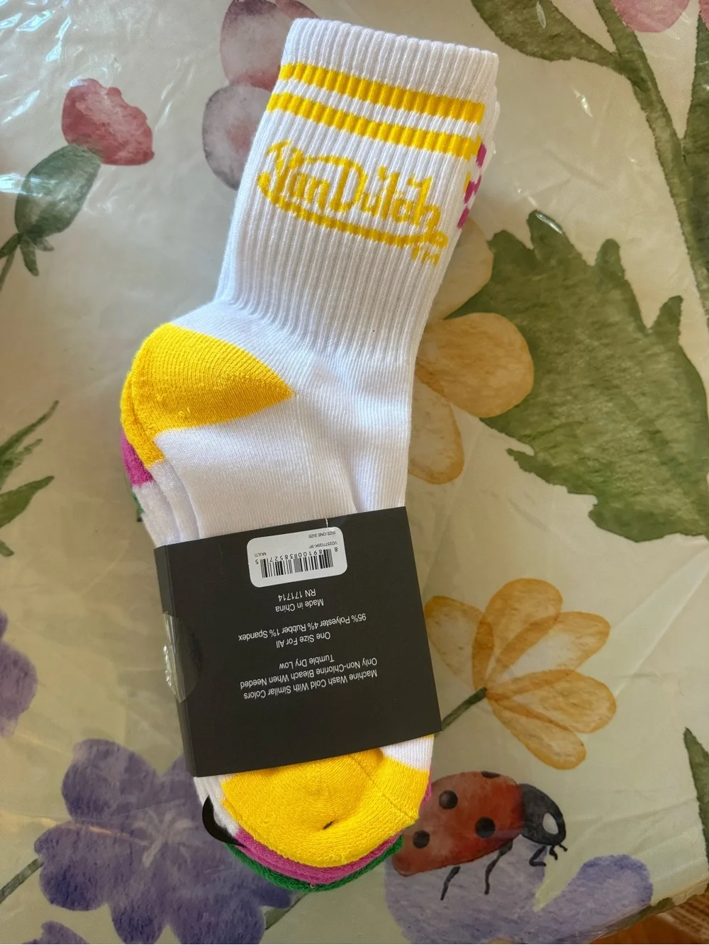 Von Dutch White Crew Socks with Logo & Accents 3pk